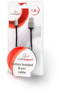 Gembird Kabel USB oplot tekstyl 8pin/1.8m/iPhone/czarny (CCB-MUSB2B-AMLM-6) - Kable USB - miniaturka - grafika 4