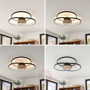 Lindby Riley lampa sufitowa LED ściemniana, czarna - Lampy sufitowe - miniaturka - grafika 2
