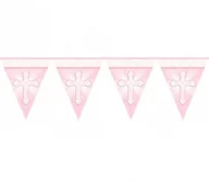 Pozostałe akcesoria kuchenne - Amscan Łańcuch chorągiewek chrześcijańskie uroczystości, różowa 128281 - miniaturka - grafika 1