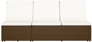 vidaXL Rozkładane łóżko ogrodowe z poduszką, polirattan, brązowe - Leżaki ogrodowe - miniaturka - grafika 6