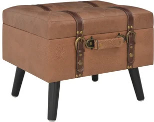 vidaXL Stołki ze schowkami, 3 szt., brązowe, sztuczna skóra vidaXL - Pufy i podnóżki - miniaturka - grafika 2