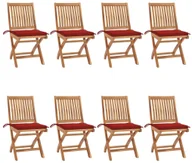 Fotele i krzesła ogrodowe - vidaXL Składane krzesła ogrodowe z poduszkami, 8 szt., drewno tekowe! 3072867 - miniaturka - grafika 1