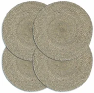 Obrusy i serwetki - vidaXL Maty na stół, 4 szt., gładkie, szare, 38 cm, okrągłe, juta - miniaturka - grafika 1