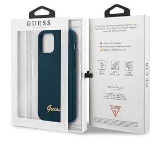 Guess GUHCP12SLSLMGBL iPhone 12 mini 5,4" niebieski/blue hardcase Metal Logo Script GUE001068 - Etui i futerały do telefonów - miniaturka - grafika 9