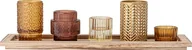 Świeczniki - Bloomingville Świeczniki Sanga brązowe z tacą 6 el. 82049508 - miniaturka - grafika 1