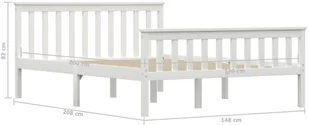 vidaXL Rama łóżka, biała, lite drewno sosnowe, 140 x 200 cm - Łóżka - miniaturka - grafika 6