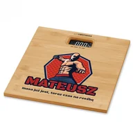 Wagi łazienkowe - Murrano Waga bambusowa łazienkowa z nadrukiem dla sportowca siłacza WAG2-024 - miniaturka - grafika 1