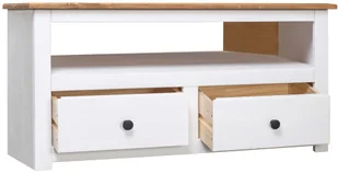 vidaXL Narożna szafka pod TV, biała, 93x55x49 cm, sosna, seria Panama - Szafki RTV - miniaturka - grafika 3