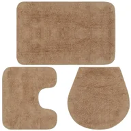 Dywaniki łazienkowe - vidaXL 3-częściowy zestaw mat łazienkowych, tkanina, beż - miniaturka - grafika 1