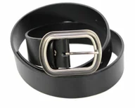 Paski - Pas-Max (PL) Pasek Skórzany Damski (PL) Skóra Naturalna EXTRA Gładki 40 mm CZARNY k91 - miniaturka - grafika 1