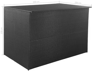 vidaXL Skrzynia ogrodowa z polirattanu, 150 x 100 x 100 cm, czarna vidaXL - Skrzynie ogrodowe - miniaturka - grafika 7