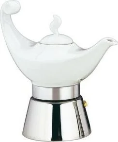 Cilio STALOWA KAWIARKA NA 4 ESPRESSO Z PORCELANOWYM DZBANKIEM ALADINO INDUKCJA FREEFORM CI-232646 - Zaparzacze i kawiarki - miniaturka - grafika 2