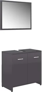 vidaXL vidaXL Zestaw mebli łazienkowych, wysoki połysk, szary, płyta wiórowa 8720286015612 - Meble łazienkowe - miniaturka - grafika 2