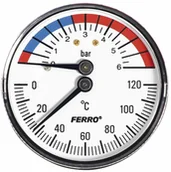 Akcesoria grzewcze - Ferro Termomanometr 6 bar 0-120 1/2 Axial - miniaturka - grafika 1
