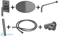 Zestawy prysznicowe - Kohlman Experience Gray Zestaw prysznicowy podtynkowy z deszczownicą okrągłą 30 cm szczotkowany grafit QW210EGR30 - miniaturka - grafika 1