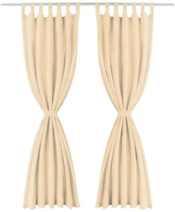 vidaXL Zasłony z mikrosatyny, 2 szt., pętelkami, 140x225 cm, beżowe - Zasłony - miniaturka - grafika 2