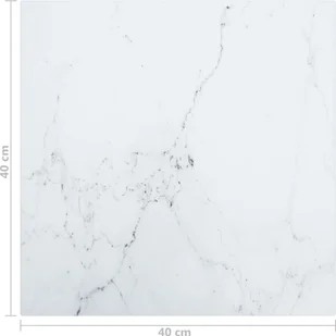 shumee Blat stołu biały 40x40 cm 6 mm szkło ze wzorem marmuru - Blaty meblowe i parapety okienne - miniaturka - grafika 6
