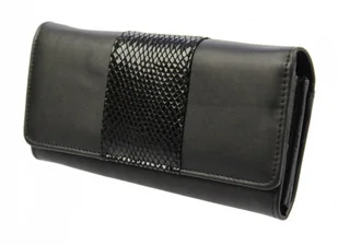 PolskaGalanteria.pl Portfel Damski PolskaGalanteria Z Lakierowaną Wstawką Długi Max Z Suwakiem Skóra Naturalna CZARNY WZÓR III KP D13-WST - Portfele - miniaturka - grafika 2