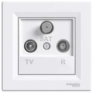 Gniazdka elektryczne - Schneider Asfora gniazdo antenowe RTV-SAT przelotowe podtynkowe z ramką 4dB białe EPH3500221 - miniaturka - grafika 1