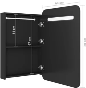 vidaXL Lumarko Szafka łazienkowa z lustrem i LED, czarna, 60x11x80 cm 326503 - Szafki łazienkowe - miniaturka - grafika 7
