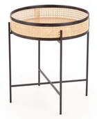 Ławy i stoliki kawowe - Halmar Stolik kawowy rattan syntetyczny LANIPA na czarnym stelażu - miniaturka - grafika 1