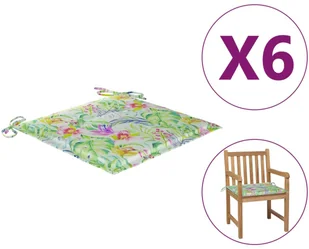 vidaXL Poduszki na krzesła ogrodowe 6 szt. wzór w liście 50x50x4 cm  314067 - Pozostałe meble ogrodowe - miniaturka - grafika 2