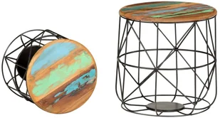 vidaXL Stoliki kawowe, 2 szt., lite drewno z odzysku Stoliki kawowe, 2 szt., lite drewno z odzysku - Stoły - miniaturka - grafika 2