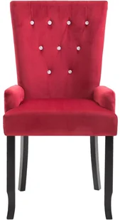 vidaXL Krzesła stołowe z podłokietnikami, 6 szt., czerwone, aksamitne - Krzesła - miniaturka - grafika 4