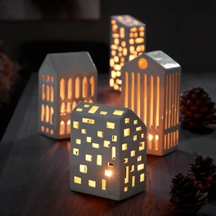 Kähler Kähler URBANIA Świecznik Tealight - Domek Biały - Town House 691064 - Oświetlenie świąteczne - miniaturka - grafika 9