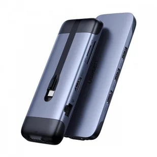 Ugreen Ugreen 9w1 wielofunkcyjny HUB USB Typ C - HDMI / 3x USB 3.2 Gen 1 / czytnik kart SD micro SD / VGA / RJ45 / USB Typ C Power Delivery 100 W 20 V 5 A szary (70409 CM286) 70409 CM286 - Huby USB - miniaturka - grafika 2