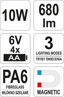 Yato REFLEKTOR DIODOWY PRZENOŚNY 10W COB LED 680LM YT-81821 - Pozostałe oświetlenie - miniaturka - grafika 6
