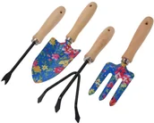 Agrowłókniny - ProGarden Narzędzia ogrodowe z drewna i metalu z roślinnym motywem zdobniczym zestaw 4 przyborów ogrodniczych CK9900760-wzor1 - miniaturka - grafika 1