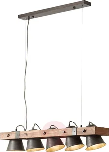 Brilliant Lampa wisząca Plow 5-punktowa czarna/ciemne drewno - Lampy sufitowe - miniaturka - grafika 3