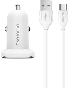 BOROFONE Borofone ładowarka samochodowa USB z QC3.0 i kablem USB-C w zestawie biały BFO-BZ12A-C-W - Ładowarki samochodowe - miniaturka - grafika 3