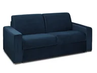 Sofy i kanapy - Vente-Unique 3-osobowa rozkładana sofa z weluru CALITO - Kolor granatowy - Łóżko 140 cm - Materac 18cm - miniaturka - grafika 1