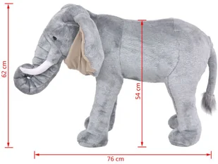 vidaXL vidaXL Pluszowy słoń, stojący, szary, XXL - Maskotki i pluszaki - miniaturka - grafika 4