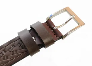 WIREX (PL) Pasek Skórzany Męski WIREX (PL) GŁADKI SZARFOWANY "BIEŻNIK" CIEMNY CZEKOLADOWY 35 mm Skóra Licowa Extra - Paski - miniaturka - grafika 2