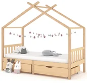 Łóżeczka i kojce - VidaXL Lumarko Łóżko dziecięce z szufladami, lite drewno sosnowe, 90x200 cm 322147 VidaXL - miniaturka - grafika 1