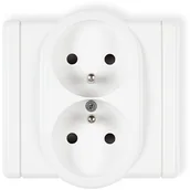 Wyłączniki światła i elektryczne - Karlik Flexi biały gniazdo podwójne z uziemieniem FGP-2z FGP-2z - miniaturka - grafika 1