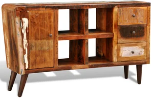 vidaXL Drewniana półka z szafką 4 półeczkami oraz 3 szufladami - Komody - miniaturka - grafika 2