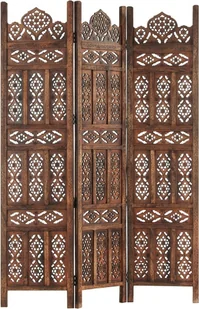 vidaXL vidaXL Parawan 3-panelowy, rzeźbiony, brązowy 120x165 cm, drewno mango - Parawany - miniaturka - grafika 5