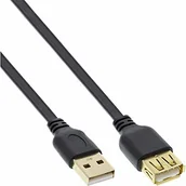 Kable USB - InLine Płaski przedłużacz USB 2.0, wtyczka/gniazdo A, czarny, styki złoty, 1,5 m Zwłaszcza wtedy, gdy chcesz być mobilny, płaski kabel jest najlepszym sposobem, aby zaoszczędzić miejsce 34615F - miniaturka - grafika 1