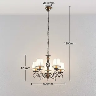 Lindby Finnick żyrandol, 5-punktowy, mosiądz - Lampy sufitowe - miniaturka - grafika 2