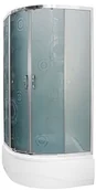 Kabiny prysznicowe - Durasan Parma Round Dark WK 90 90x90 szkło ciemne wzór koła + brodzik + syfon - miniaturka - grafika 1