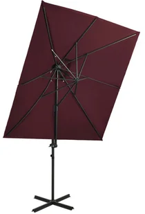 vidaXL Parasol wiszący z podwójną czaszą, bordowy, 250x250 cm 312366 - Parasole ogrodowe - miniaturka - grafika 2
