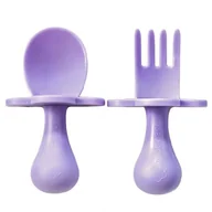 Sztućce dla dzieci - GRABEASE Grabease - Intuicyjne Pierwsze Sztućce - łyżeczka i wiedelczyk Lavender - miniaturka - grafika 1