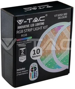 v-tac Taśma LED V-TAC Zestaw RGB SMD5050 2x5mb Pilot Sterownik Zasilacz VT-5050-300 RGB 500lm - Taśmy LED - miniaturka - grafika 5