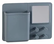 Kosmetyczki, organizery i kuferki - Wenko WENKO 23484100 organizer z lustrem i haczykami, Ampio, szary, do przechowywania kosmetyków, mocowanie bez wiercenia, silikon, 20 x 15 x 5 cm, szary 23484100 - miniaturka - grafika 1