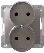 Gniazdka elektryczne - LEDart podwójne bez uziemienia, bez ramki - Ospel Impresja GP-2YR/m/23, kolor tytan, 16A/250V - miniaturka - grafika 1