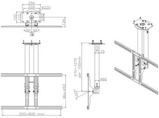 NewStar Uchwyt sufitowy do ekranu LCD/LED, PLASMA-C100BLACK - Uchwyty do telewizora - miniaturka - grafika 3